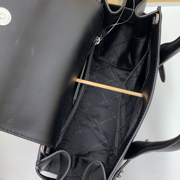 MICHAEL KORS Carmen Medium Flap Saffiano Leather Belted Satchel Black color - Picture 13 of 16